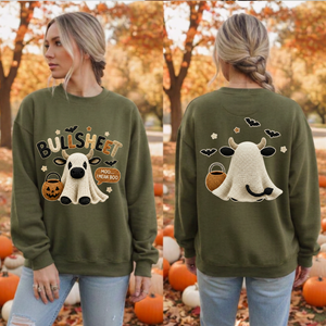 Bullsheet Halloween Faux Crochet Sweatshirt – Front & Back Graphics TheCraftNook
