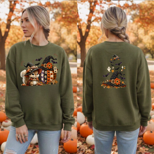 Cozy Vibes Halloween Sweatshirt | Front & Back Graphic TheCraftNook