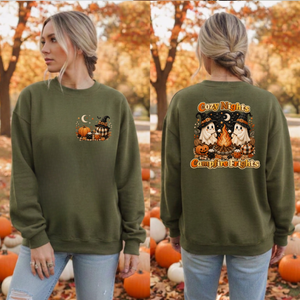 Cozy Nights Halloween Sweatshirt — Pocket & Back TheCraftNook