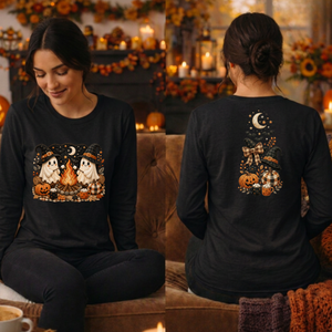 Camp Ghost Halloween Long Sleeve Tee — Front & Back TheCraftNook