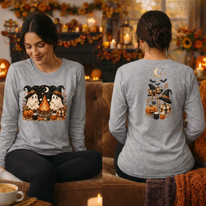 Camp Ghost Halloween Long Sleeve Tee — Front & Back TheCraftNook