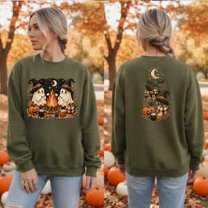 Camp Ghost Halloween Sweatshirt — Front & Back TheCraftNook