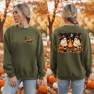Camp Ghost Halloween Sweatshirt — Pocket & Back TheCraftNook
