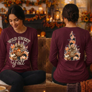 Wild Sweet Fall Long Sleeve Tee | Front & Back Halloween Graphics TheCraftNook