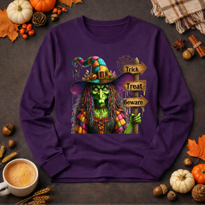 Trick Treat Beware Long Sleeve T-Shirt TheCraftNook