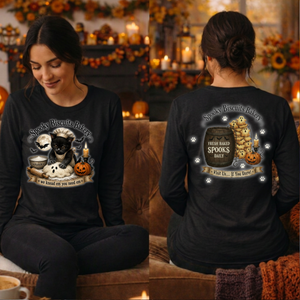 Spooky Biscuits Long Sleeve Tee Front and Back Graphics TheCraftNook