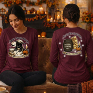 Spooky Biscuits Long Sleeve Tee Front and Back Graphics TheCraftNook