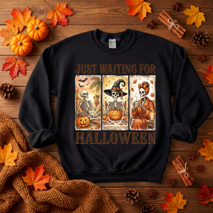 Just Waiting Sweatshirt – Funny Halloween Graphic Crewneck TheCraftNook