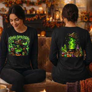 Stitches Spirits & Spells Long Sleeve Tee – Front & Back Graphic TheCraftNook