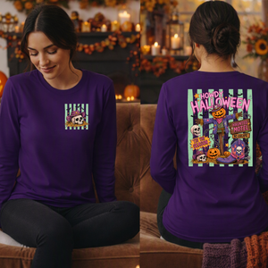 Howdy Halloween Long Sleeve Tee – Pocket & Back Graphic TheCraftNook