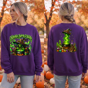 Stitches Spirits & Spells Sweatshirt – Front & Back Graphic TheCraftNook