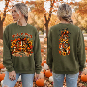 Hello Pumpkin Sweatshirt | Front & Back Graphic TheCraftNook