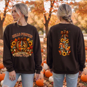 Hello Pumpkin Sweatshirt | Front & Back Graphic TheCraftNook