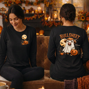 BullSheet Long Sleeve Tee – Pocket & Back Halloween Graphic Long-Sleeve T-Shirt TheCraftNook