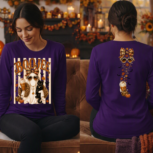 Boojee Ghost Cat Long Sleeve Tee – Front & Back Graphics TheCraftNook