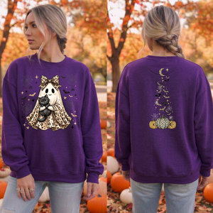 Ghost Halloween Sweatshirt | Front & Back Graphic TheCraftNook