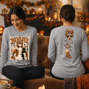 Boojee Ghost Cat Long Sleeve Tee – Front & Back Graphics TheCraftNook