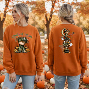 Highland Haunts Sweatshirt – Front & Back Graphics TheCraftNook