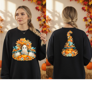 Spooky Cute Long-Sleeve Tee | Front & Back Graphic TheCraftNook