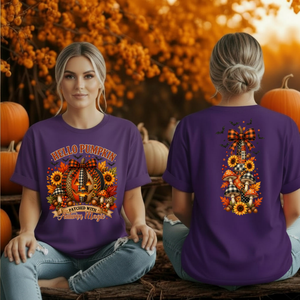 Hello Pumpkin T-Shirt | Front & Back Graphic Tee TheCraftNook