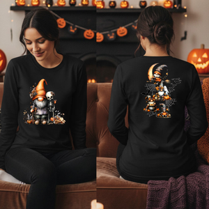 Halloween Gnome Long Sleeve Tee | Front & Back Graphics TheCraftNook