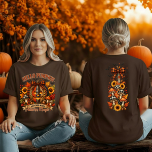Hello Pumpkin T-Shirt | Front & Back Graphic Tee TheCraftNook