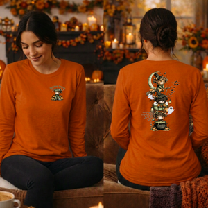 Highland Haunts Long Sleeve Tee – Pocket & Full Back Graphics TheCraftNook