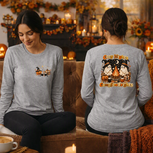 Cozy Nights Halloween Long Sleeve Tee — Pocket & Back TheCraftNook