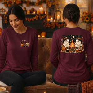 Camp Ghost Halloween Long Sleeve Tee — Pocket & Back TheCraftNook