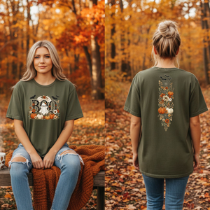 Cute Boo T-Shirt – Halloween T-Shirt with Pocket & Back Graphics TheCraftNook