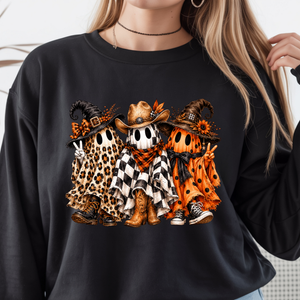 Western Ghost Halloween Long Sleeve T-Shirt | Spooky Cowboy Graphic TheCraftNook