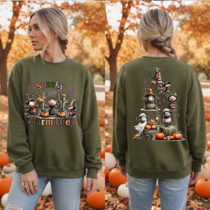 Spooky Farm Life Sweatshirt – Front & Back Halloween Graphic TheCraftNook