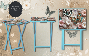 Butterfly Folding TV Trays - Handcrafted Wooden Serving Trays with Glitter TheCraftNook