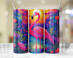 20 oz Pink Paradise Whimsy, Flamingo Stainless-Steel Tumblers. Multiple Sizes and Images Available. TheCraftNook