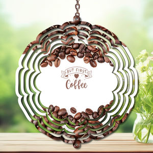 Caffeine in the Wind Spinner. Aluminum Metal Wind Spinner, multiple images available. TheCraftNook
