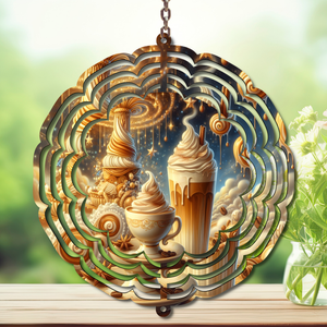 Caffeine in the Wind Spinner. Aluminum Metal Wind Spinner, multiple images available. TheCraftNook