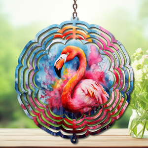 Flamingo Daydream Aluminum Metal Wind Spinner, multiple images available. TheCraftNook