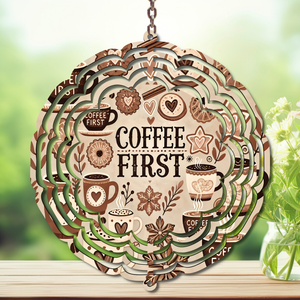 Caffeine in the Wind Spinner. Aluminum Metal Wind Spinner, multiple images available. TheCraftNook