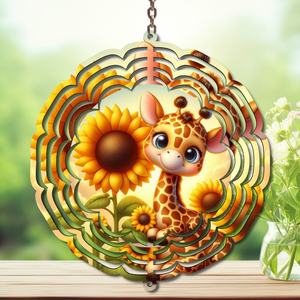A tall twist on classic yard décor, Giraffe Aluminum Metal Wind Spinner, multiple images available. TheCraftNook