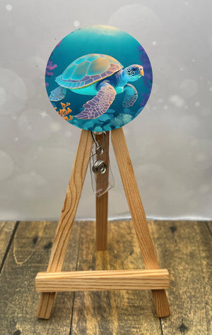 Sea Turtle badge pulls. Turtle‑approved. Multiple Images available. Add beads or shimmer glitter options. TheCraftNook