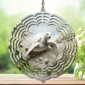 Sea Turtle Aluminum Metal Wind Spinner, Made with Waves & Whimsy. Multiple images available. TheCraftNook