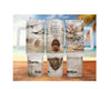 Lion House stainless steel tumblers featuring unique designs and inspirational quotes in a tropical setting.
