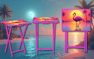 Flamingo Foldable Wooden TV Tray or Bed tray/lap desk. Multiple Images Available. TheCraftNook