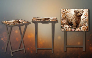 Highland Cow Foldable Wooden TV Tray or Bed tray/lap Desk. A little farmhouse comfort, right at your couch. 2 Sizes and Multiple Images Available. TheCraftNook