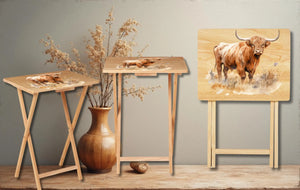 Highland Cow Foldable Wooden TV Tray or Bed tray/lap Desk. A little farmhouse comfort, right at your couch. 2 Sizes and Multiple Images Available. TheCraftNook