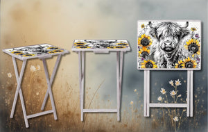 Highland Cow Foldable Wooden TV Tray or Bed tray/lap Desk. A little farmhouse comfort, right at your couch. 2 Sizes and Multiple Images Available. TheCraftNook