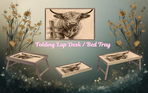 Highland Cow Foldable Wooden TV Tray or Bed tray/lap Desk. A little farmhouse comfort, right at your couch. 2 Sizes and Multiple Images Available. TheCraftNook