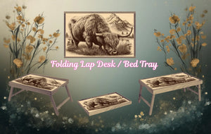 Highland Cow Foldable Wooden TV Tray or Bed tray/lap Desk. A little farmhouse comfort, right at your couch. 2 Sizes and Multiple Images Available. TheCraftNook