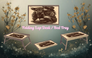 Highland Cow Foldable Wooden TV Tray or Bed tray/lap Desk. A little farmhouse comfort, right at your couch. 2 Sizes and Multiple Images Available. TheCraftNook