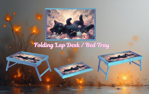 Cats/ Cat Mom, Family Foldable Wooden TV Tray or Bed tray/lap Desk. Cozy comfort with a dash of cattitude , 2 Sizes and Multiple Images Available. TheCraftNook